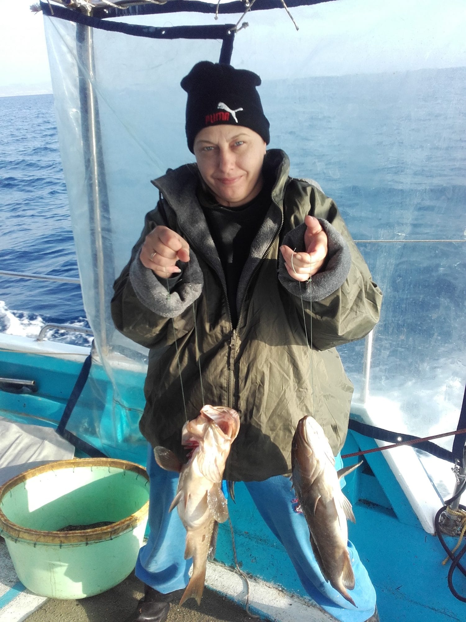 October 2016. Mariana on board with two fish, late in the season.